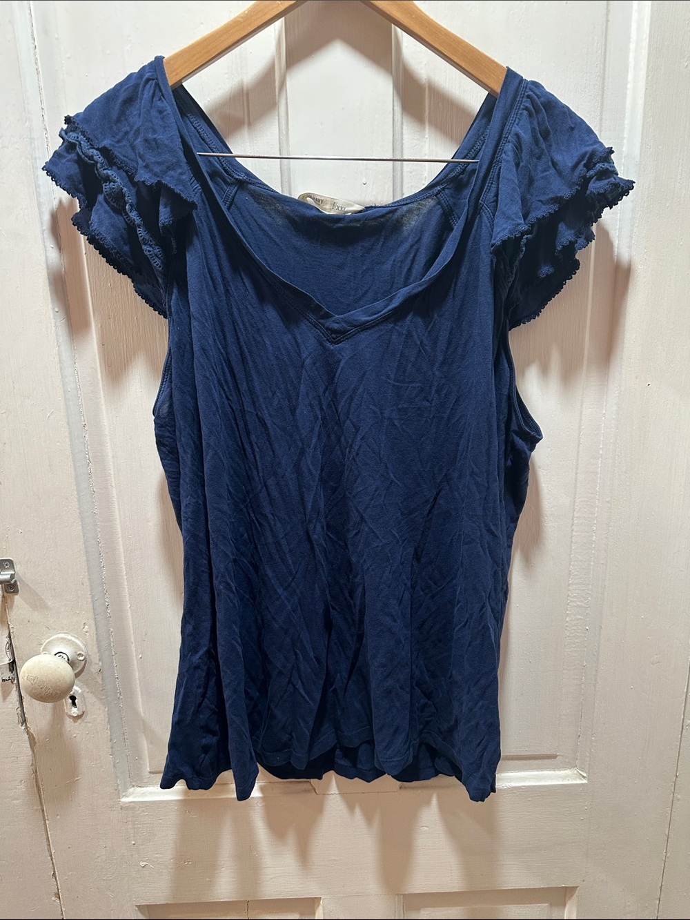 Old Navy Navy Blue Ruffle Sleeve Tank Top